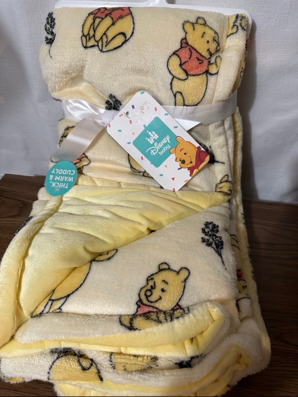 Disney Yellow Winnie the Pooh Plush Baby Throw Blanket